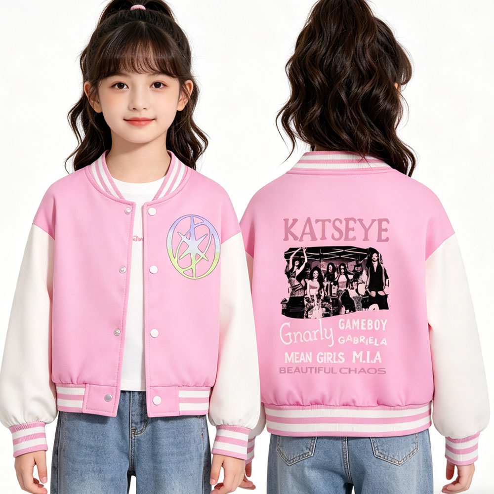 Street Fashion Kids - KATSEYE Printing kinder korte honkbaljas lente