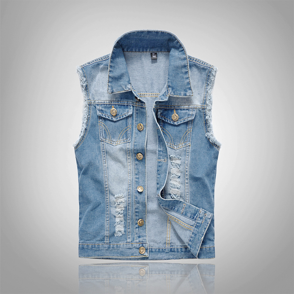 Street Fashion Jacket - Trendy motorfietskleding voor heren: lichtblauw spijkerjack,
