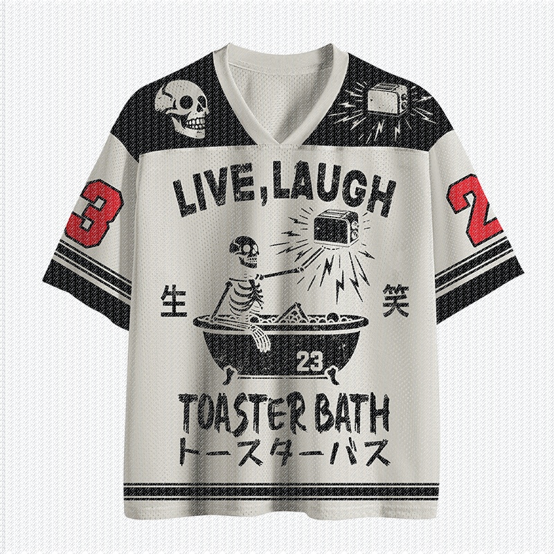 Street Fashion Mood - V-hals wit zwart kleurblok mesh jersey