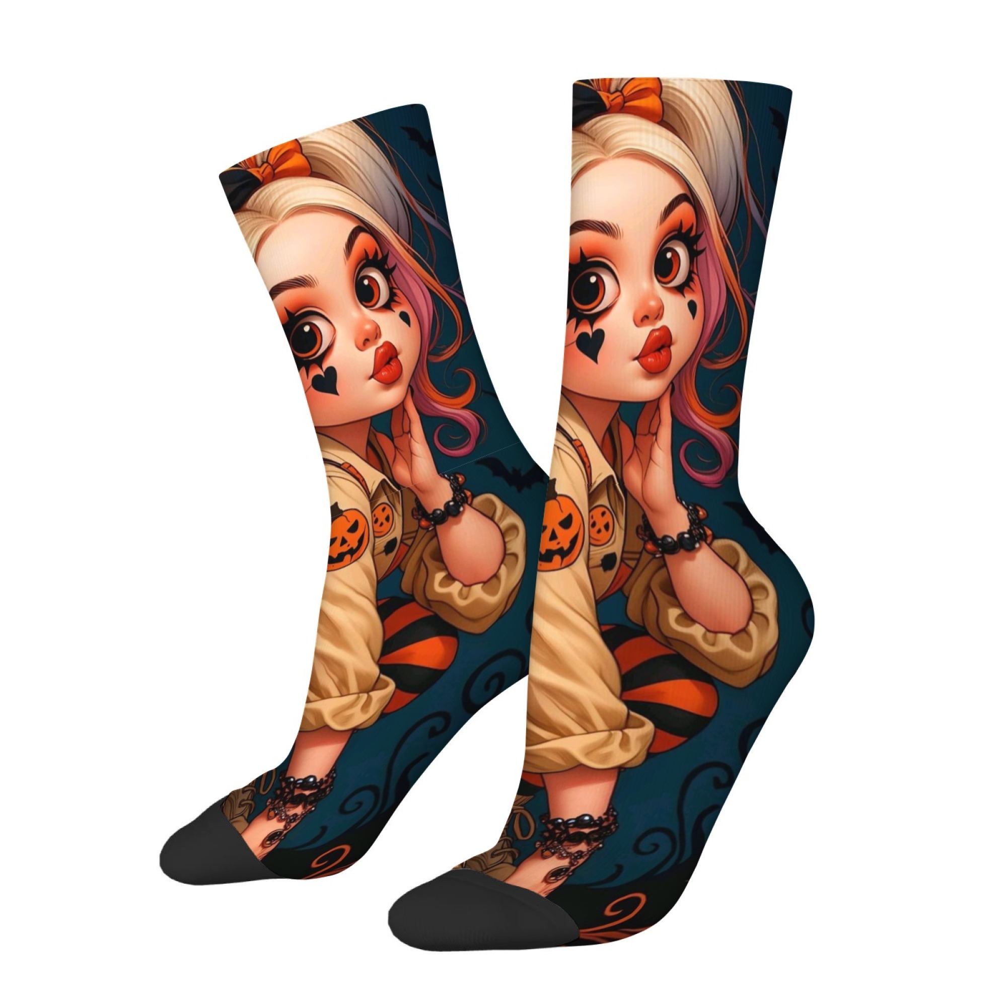 Quirky Street Fashion - Cartoon Twin-tailed Girl Print Herensokken Antislip