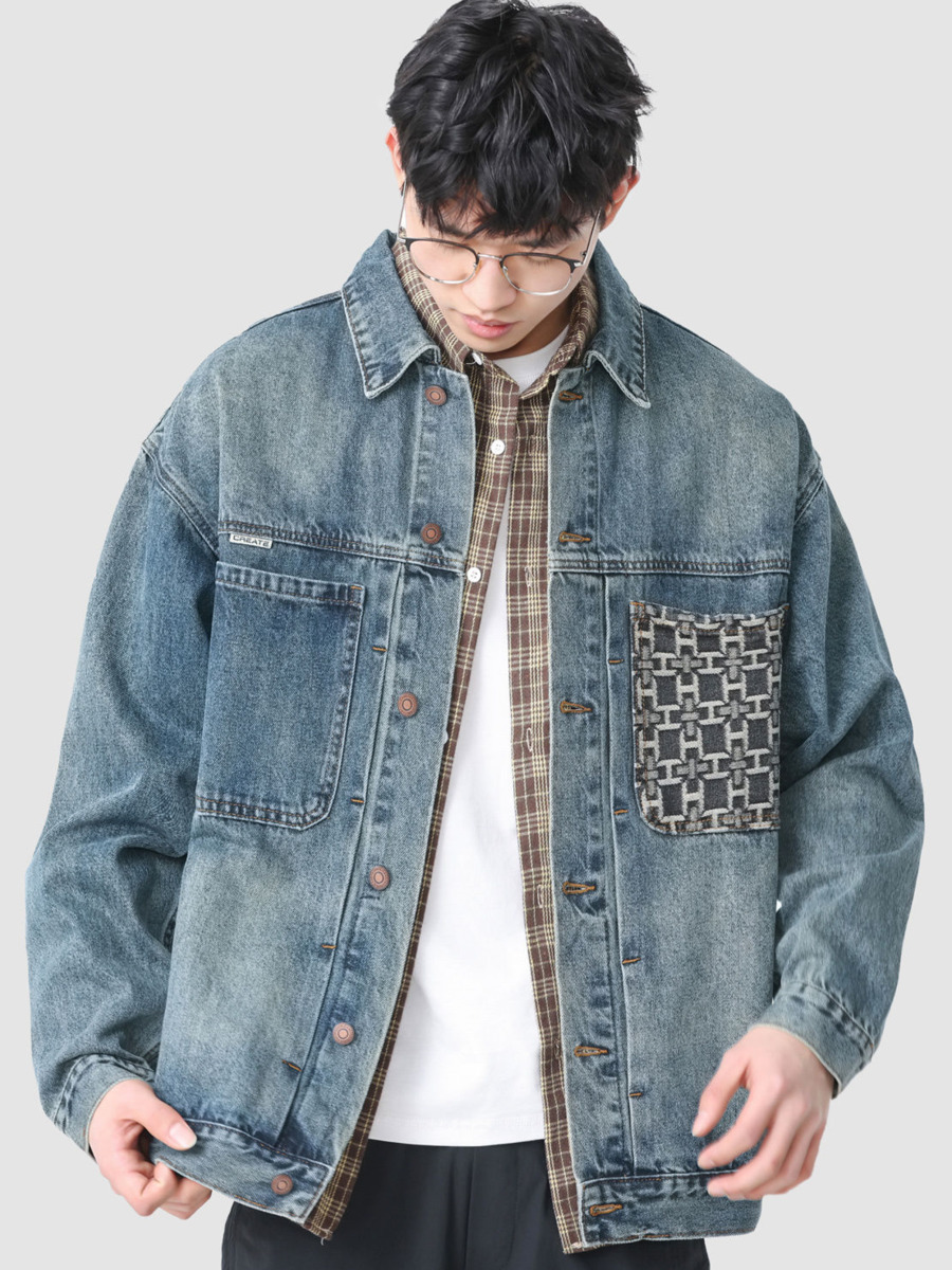 Street Fashion Hong Kong - Vintage borduurwerk zak denim jas heren