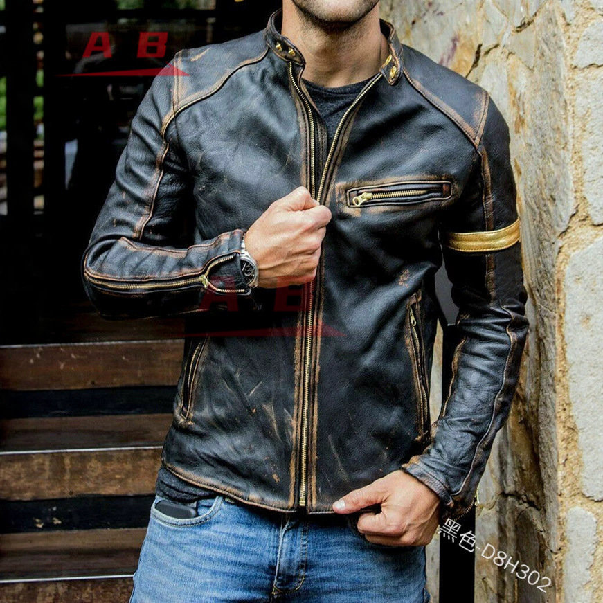 Street Fashion Jacket Men - Motorfiets Retro Leren Jas Streetwear Blazer