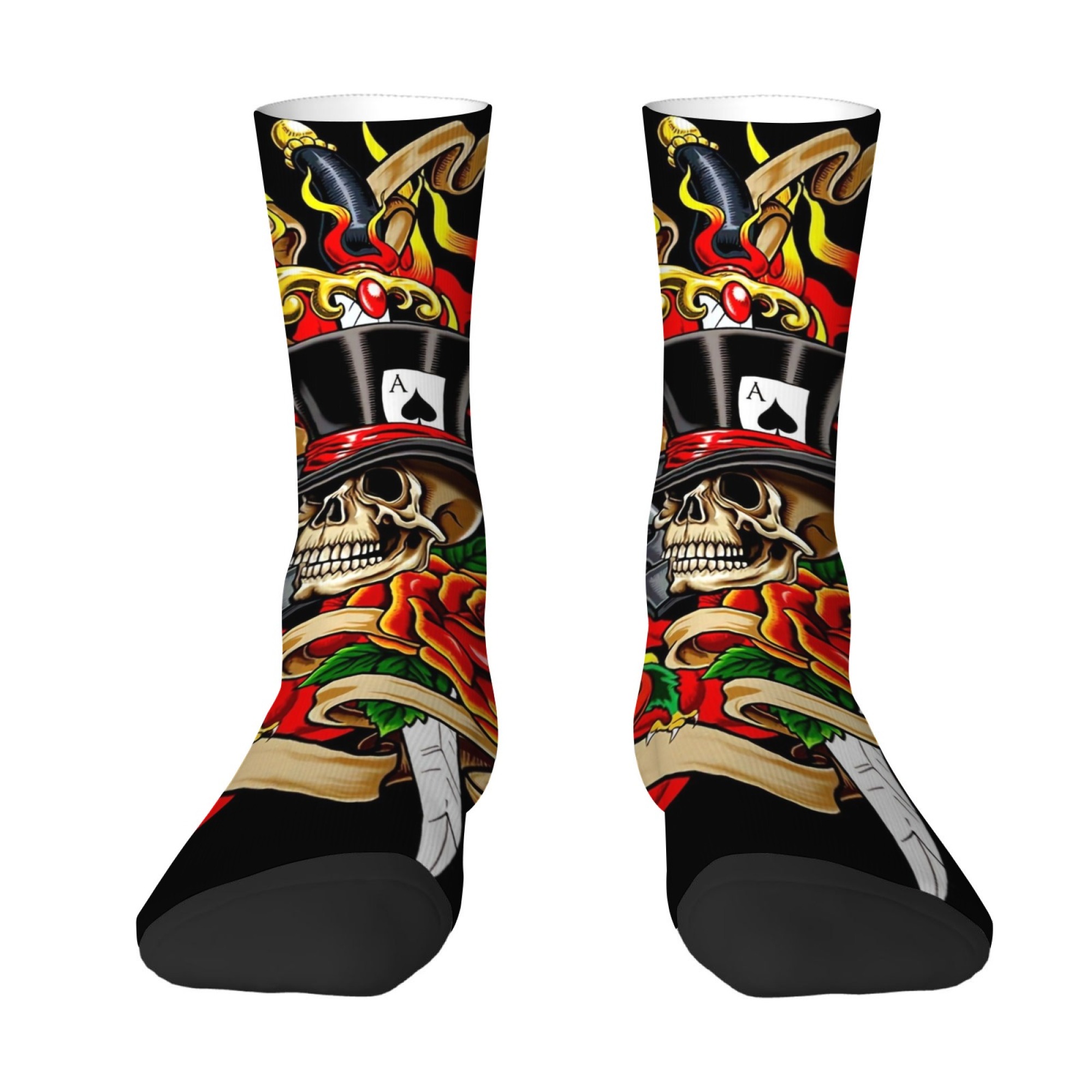 Quirky Street Fashion - Eigenzinnige gotische schedelpokerstijl herensokken Huidvriendelijke ademende