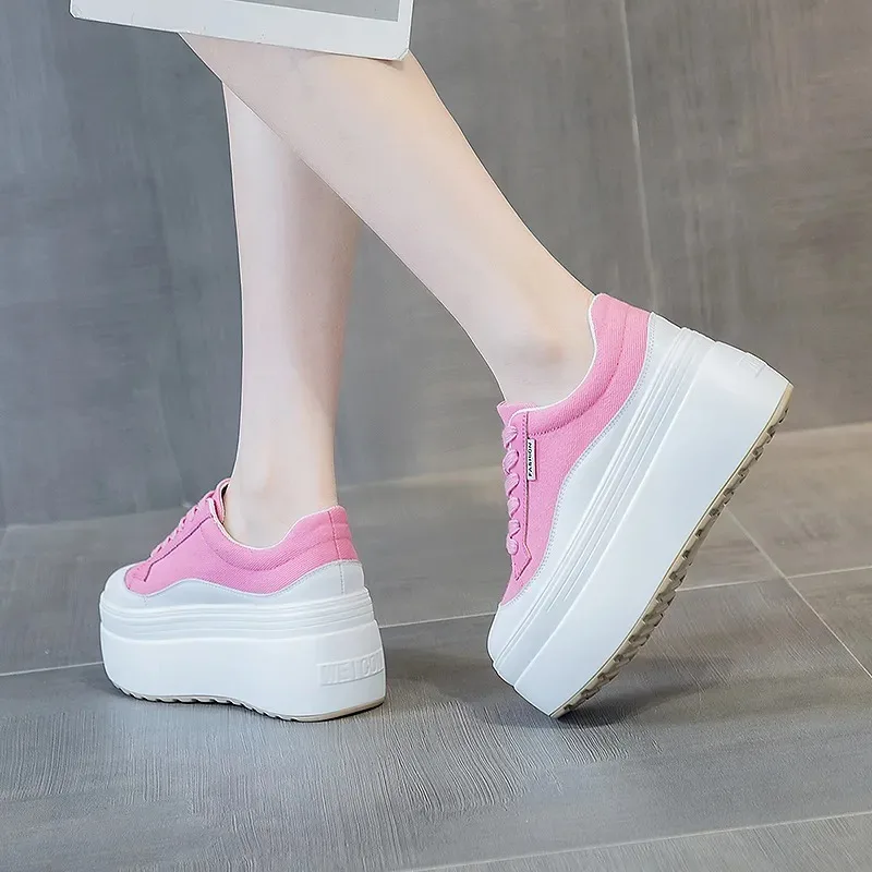 8 cm Nieuwe Canvas Echt Leer V - Street Fashion Ladies recensie en prijs