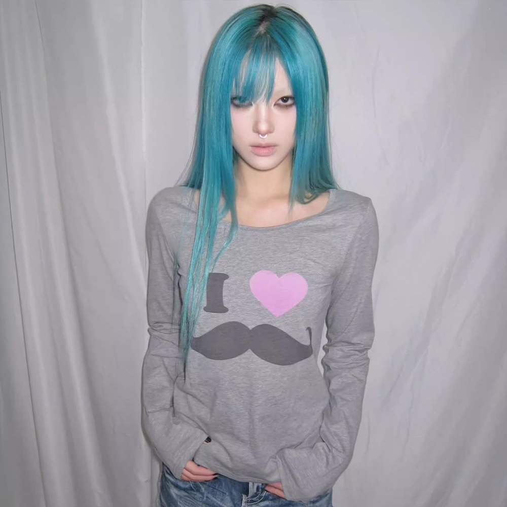 Japanse Y2K Baard Print T-shir - Street Fashion Mood recensie en prijs