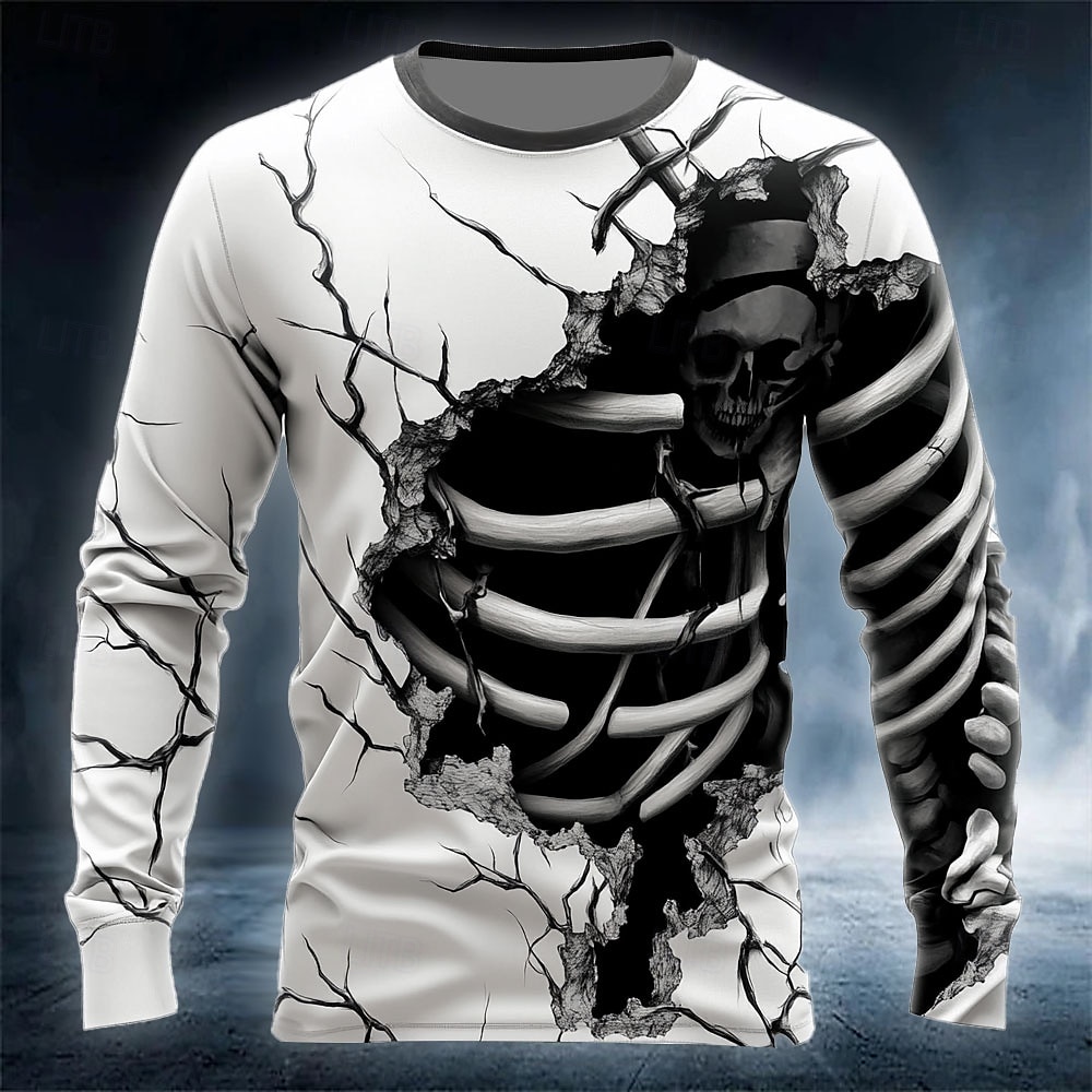 Grappig 3D Schedelprint Heren  - Street Fashion Us recensie en prijs