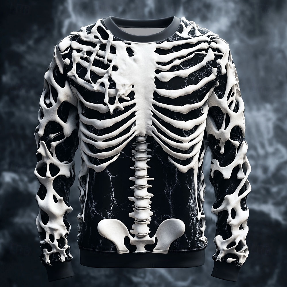 Grappig 3D Schedelprint Heren  - Street Fashion Us recensie en prijs