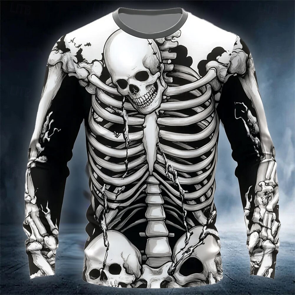 Grappig 3D Schedelprint Heren  - Street Fashion Us recensie en prijs